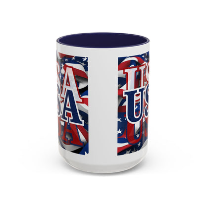 USA Blue font Center Patriot Accent Mug by cypherpunkgear.com