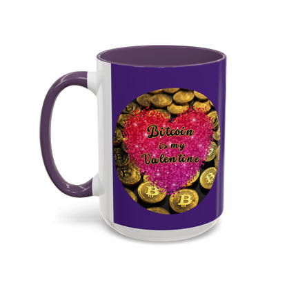 Bitcoin is My Valentine Purple Accent Mug by cypherpunkgear.com