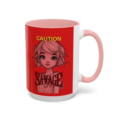Caution, Savage Red Accent Mug by cypherpunkgear.com