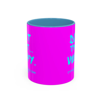 Don't Trust...Verify. Electric Magenta Accent Mug by cypherpunkgear.com
