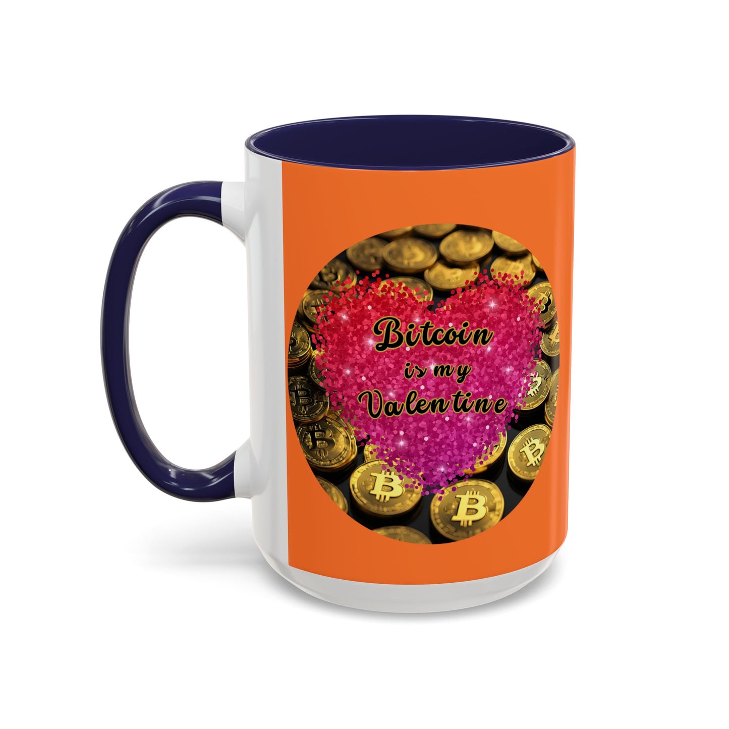 Bitcoin is My Valentine Orange Accent Mug by cypherpunkgear.com