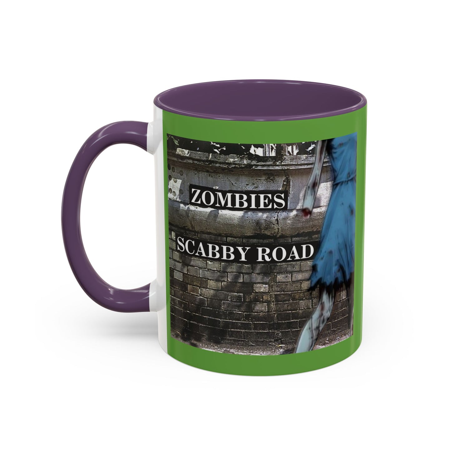 2-sided, Scabby Road Green Accent Mug by CreepyCrafts.boo