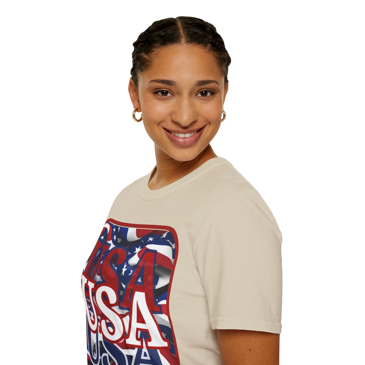 ¡EE.UU! ¡EE.UU! ¡EE.UU! ¡Patriota por cypherpunkgear! Camiseta unisex de estilo suave