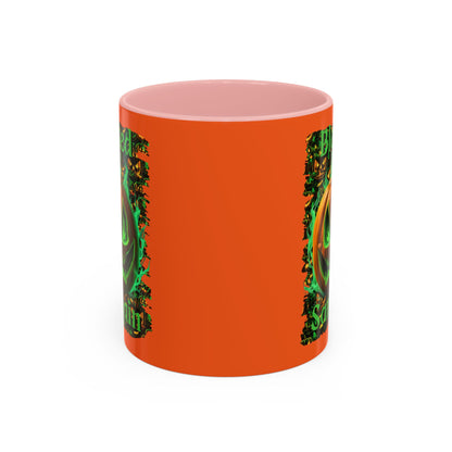 Blessed Samhain Green Jack Orange Accent Mug by CreepyCrafts.boo
