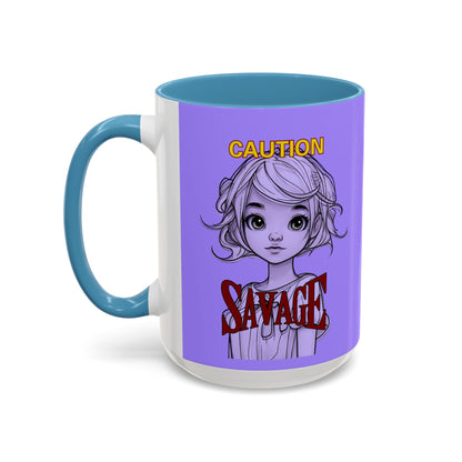 Caution, Savage Light Purple Accent Mug by cypherpunkgear.com