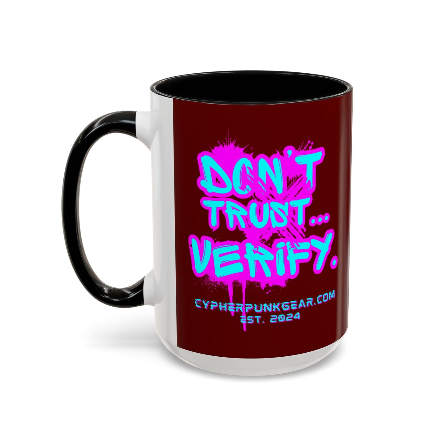 Don't Trust...Verify. Red Accent Mug by cypherpunkgear.com