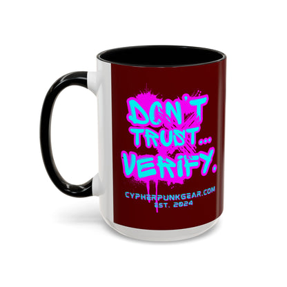 Don't Trust...Verify. Red Accent Mug by cypherpunkgear.com