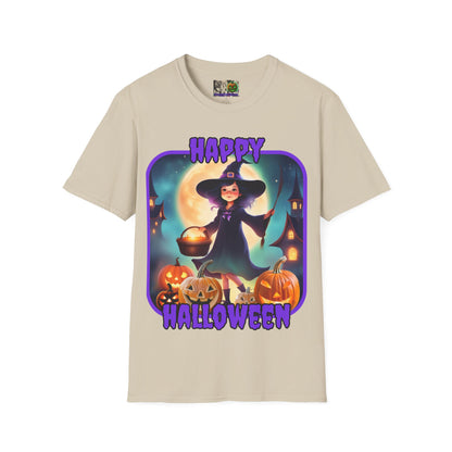 Happy Halloween Little Witch Purple font, Light colors, Unisex T-Shirt by CreepyCrafts.boo