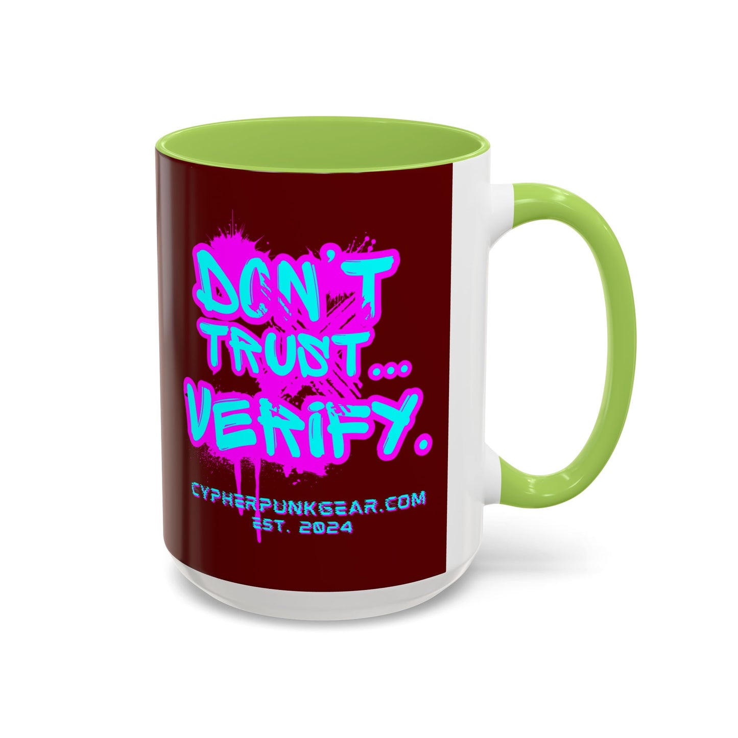 Don't Trust...Verify. Red Accent Mug by cypherpunkgear.com