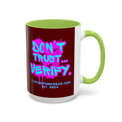 Don't Trust...Verify. Red Accent Mug by cypherpunkgear.com