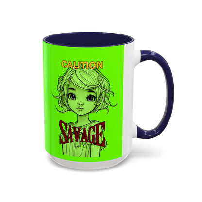 Caution, Savage Light Green Accent Mug by cypherpunkgear.com