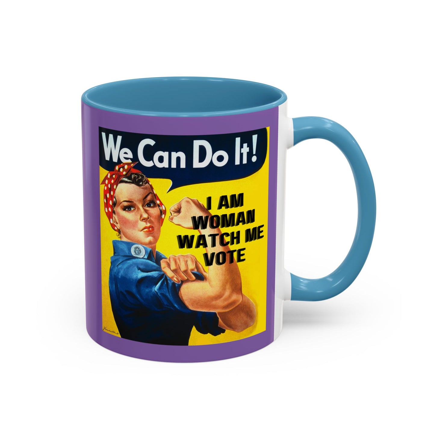 I Am Woman Watch Me Vote Rosie Light Purple Accent Mug by cypherpunkgear.com