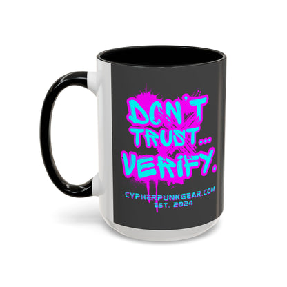 Don't Trust...Verify. Grey Accent Mug by cypherpunkgear.com
