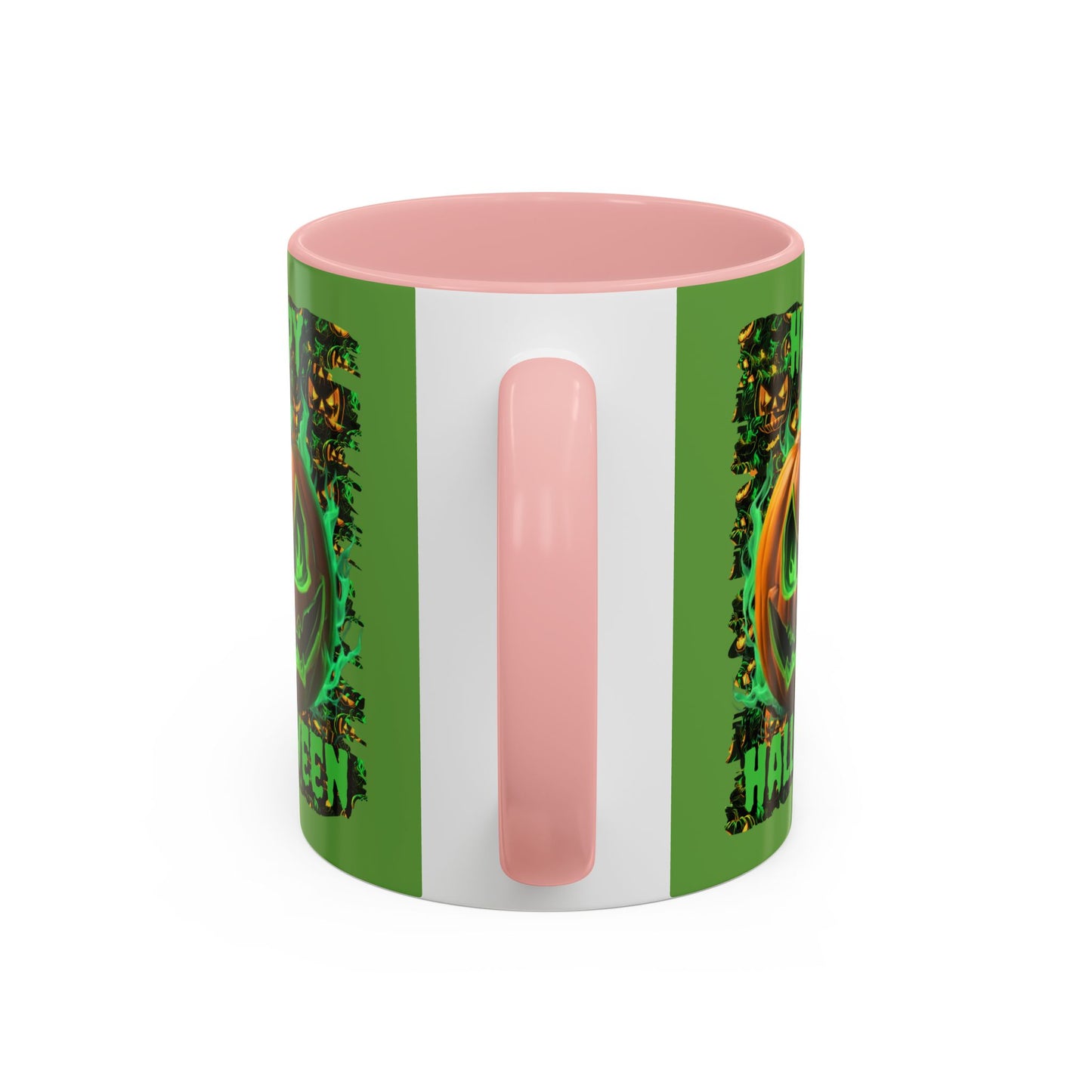 Happy Halloween Green Jack Green Accent Mug by CreepyCrafts.boo