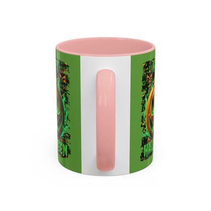 Happy Halloween Green Jack Green Accent Mug by CreepyCrafts.boo