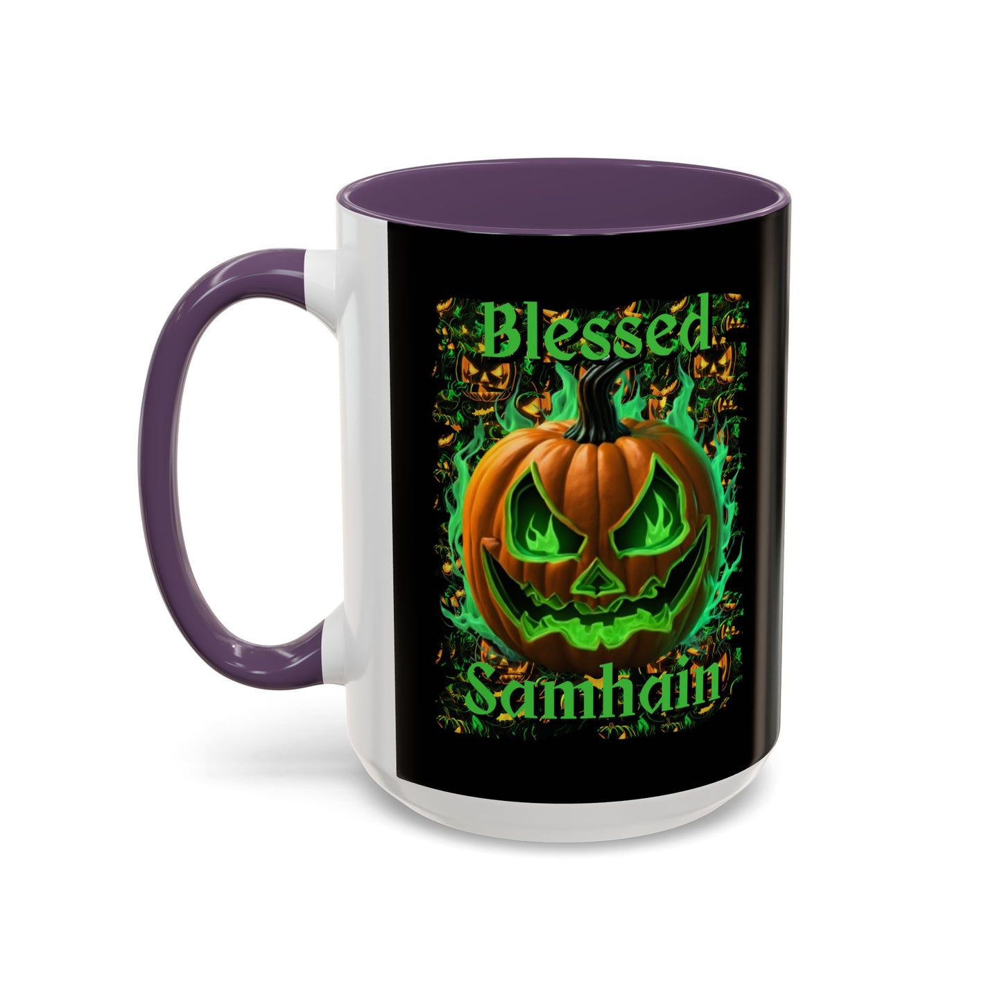 Blessed Samhain Green Jack Black Accent Mug by CreepyCrafts.boo