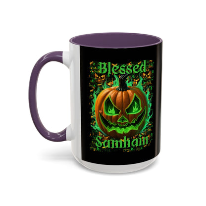 Blessed Samhain Green Jack Black Accent Mug by CreepyCrafts.boo