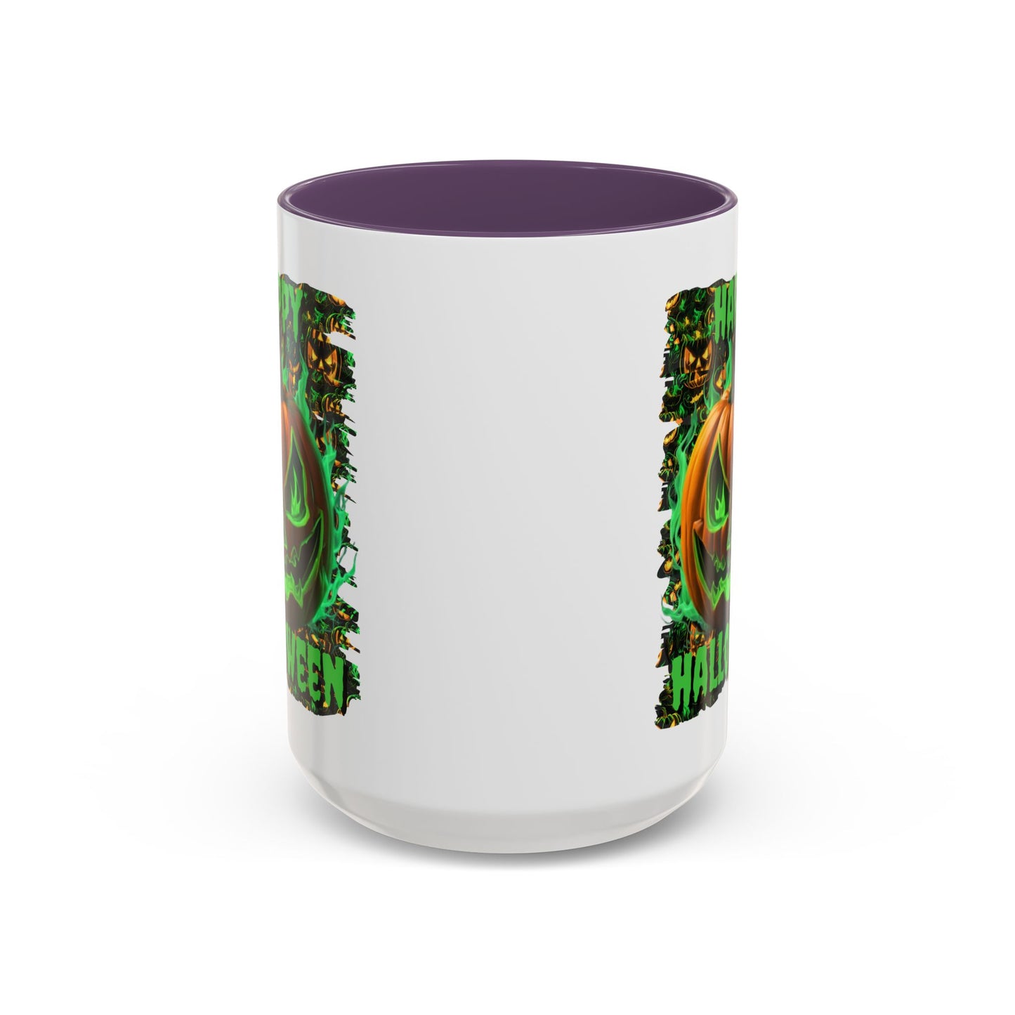 Happy Halloween Green Jack White Accent Mug by CreepyCrafts.boo