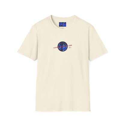 2-sided, cypherpunkgear.com Logo & Cityscape Light colors Unisex T-Shirt by cypherpunkgear.com