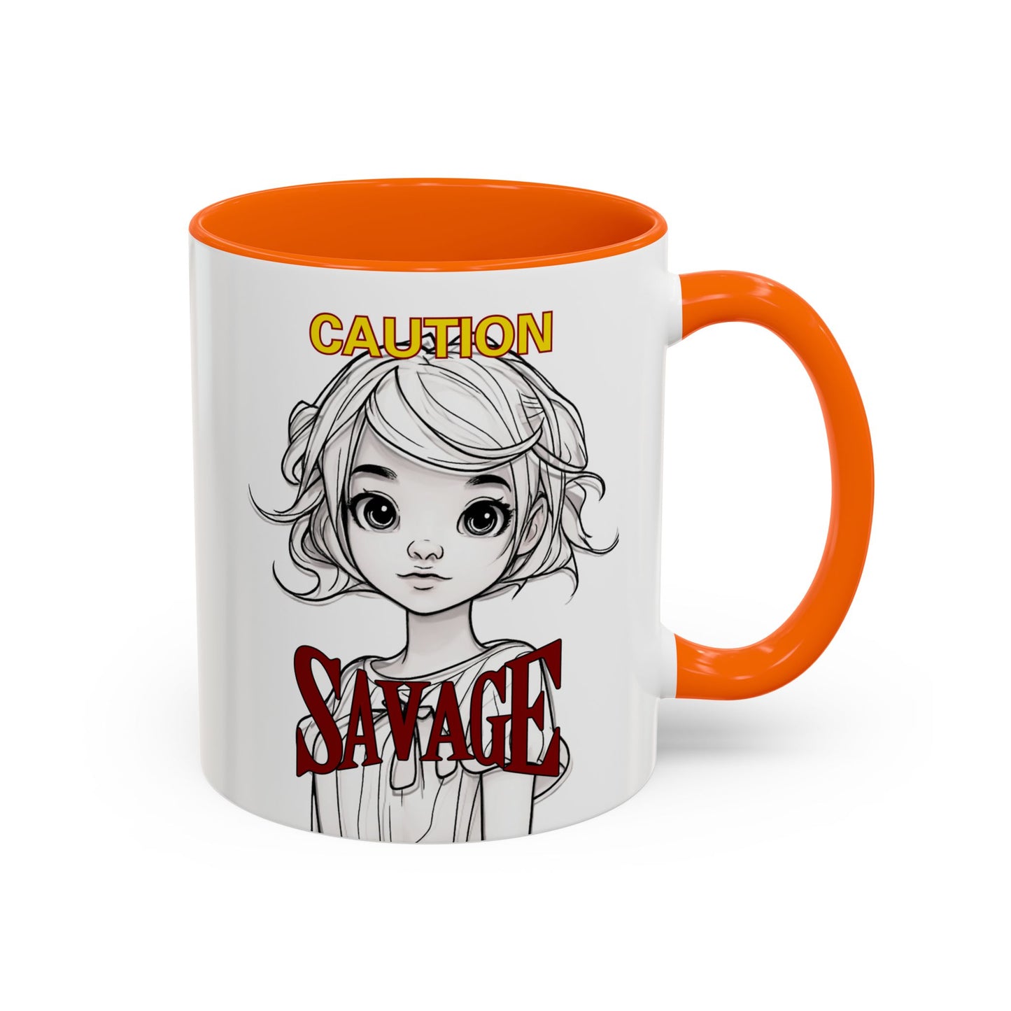 Caution, Savage White Accent Mug by cypherpunkgear.com