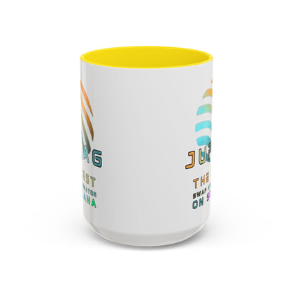 Jupiter (JUP) the best aggregator on Solana White Accent Mug by cypherpunkgear.com