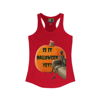 Is it Halloween yet? Skeleton's Giant Pumpkin Women's Racerback Tank Top by CreepyCrafts.boo