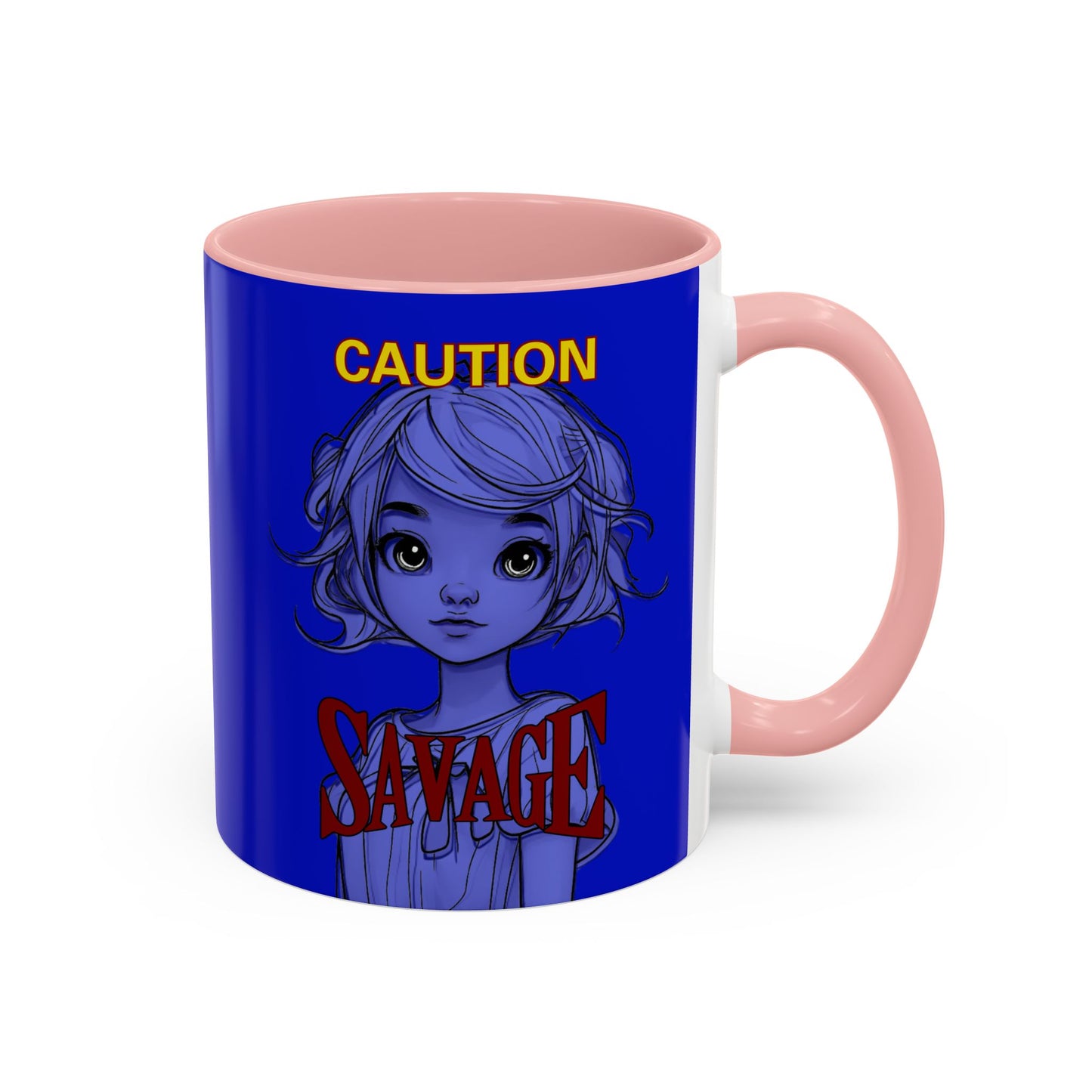Caution, Savage Dark Blue Accent Mug by cypherpunkgear.com