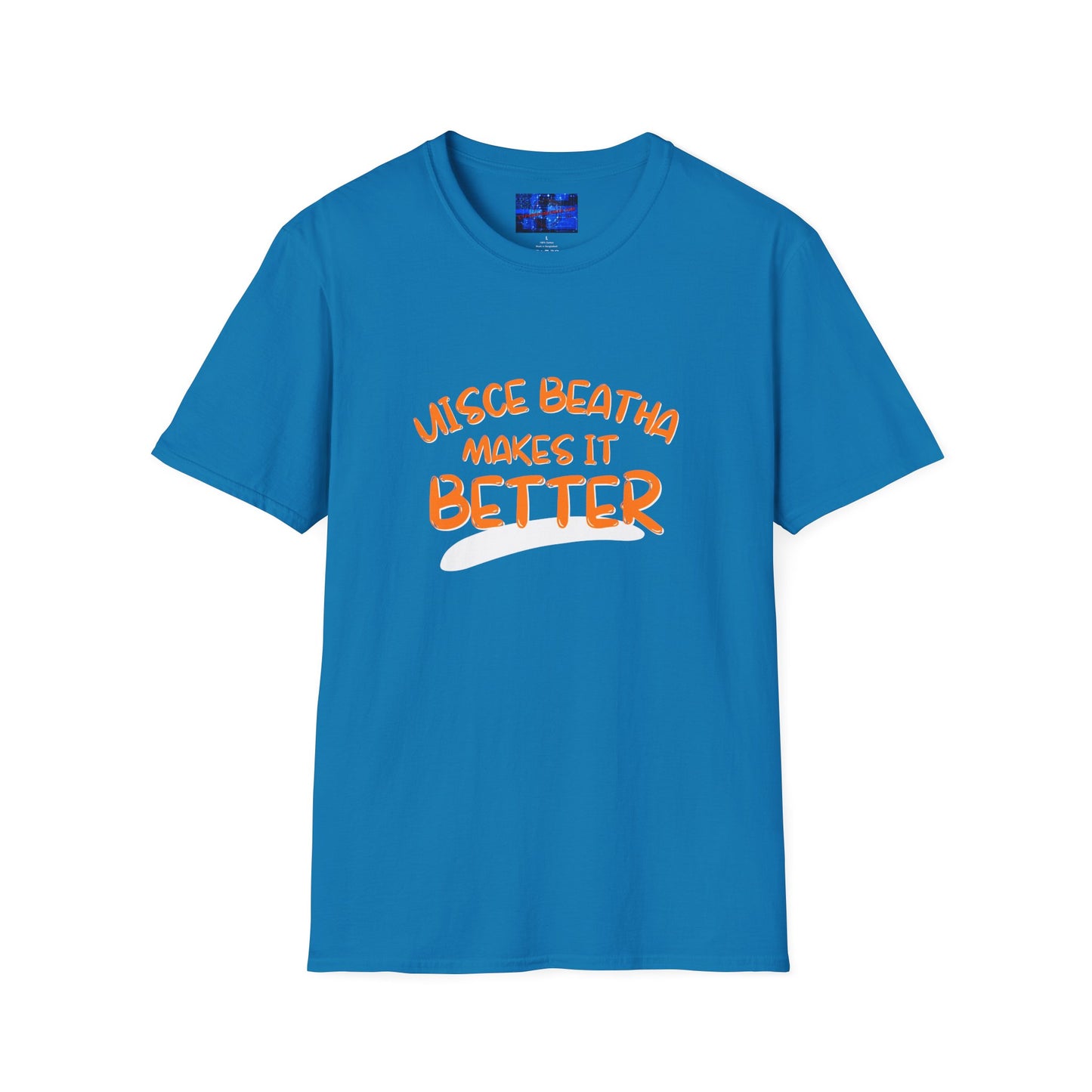 Uisce Beatha makes it better Orange font Dark colors Unisex T-Shirt by cypherpunkgear.com