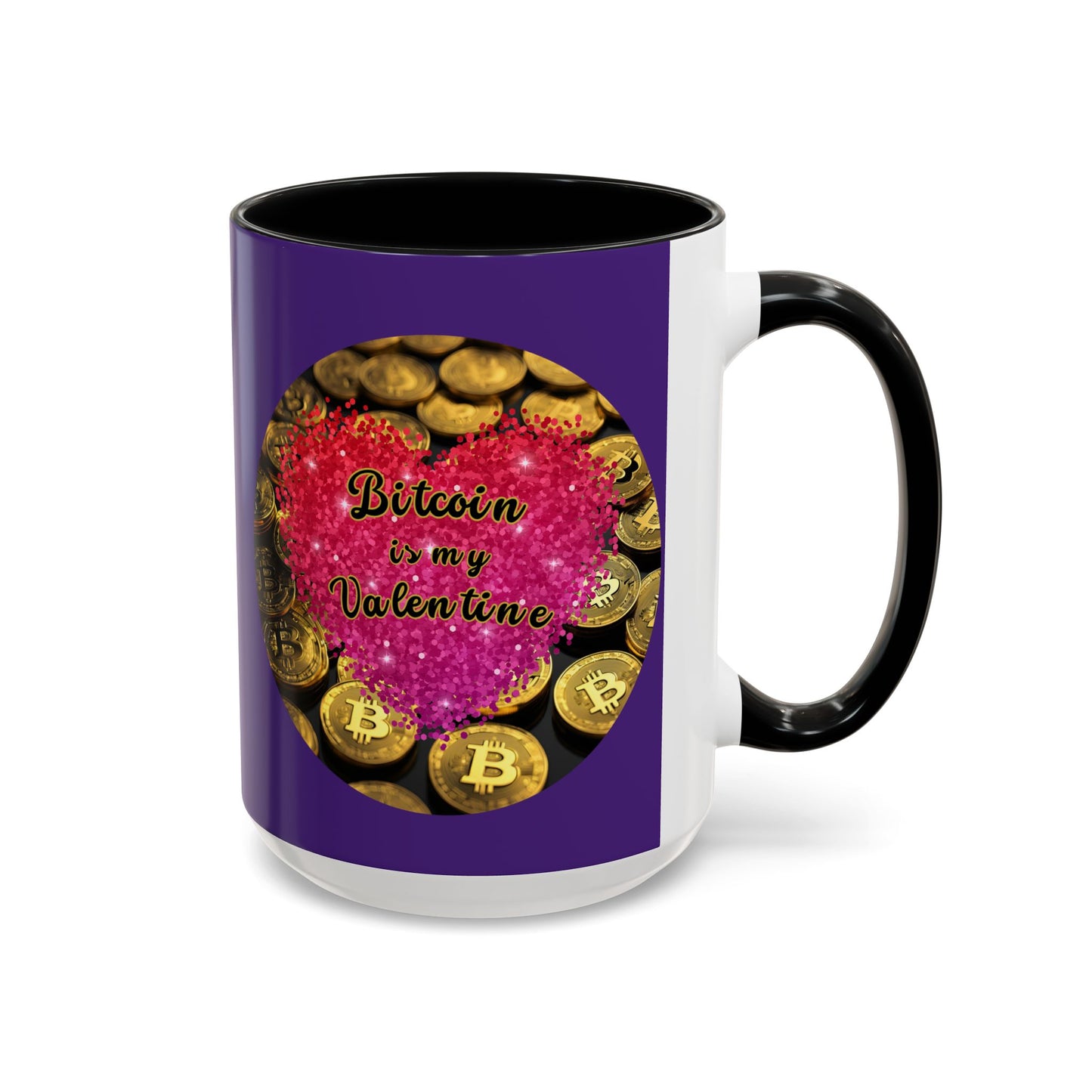 Bitcoin is My Valentine Purple Accent Mug by cypherpunkgear.com