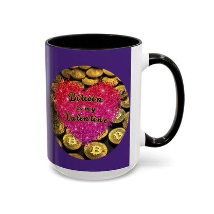 Bitcoin is My Valentine Purple Accent Mug by cypherpunkgear.com