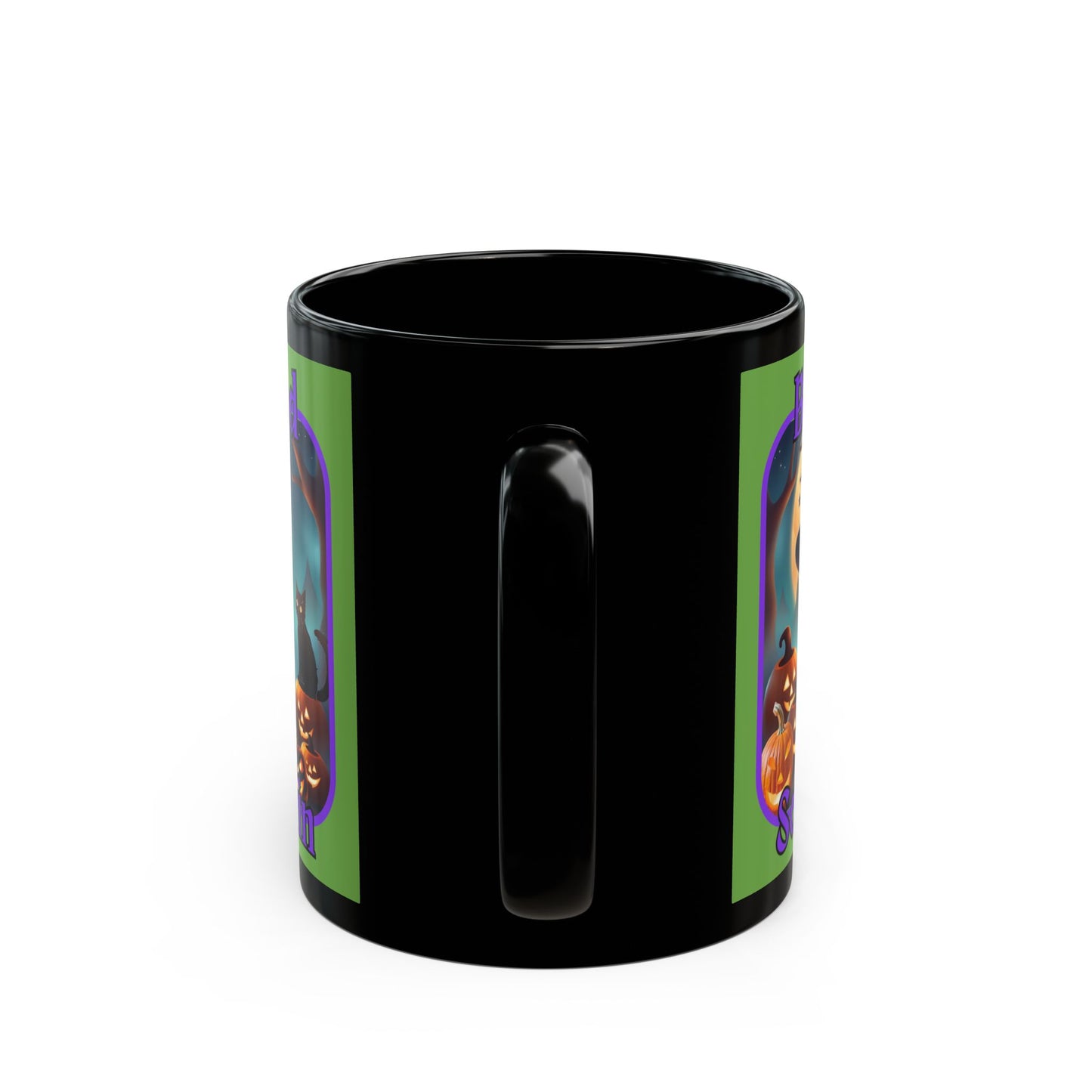 Blessed Samhain Cute Witch Purple font Green Mug by CreepyCrafts.boo