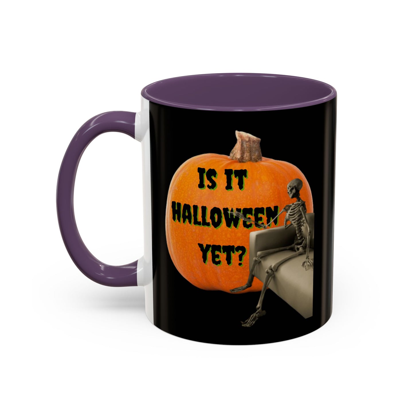 Is it Halloween yet? Skeleton's Giant Pumpkin Black Accent Mug by CreepyCrafts.boo