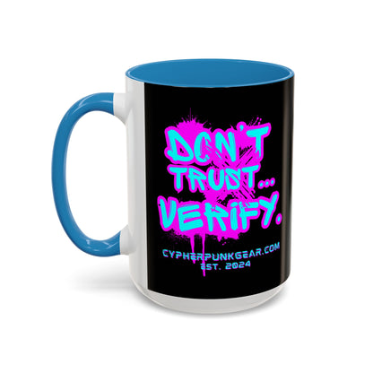 Don't Trust...Verify. Black Accent Mug by cypherpunkgear.com