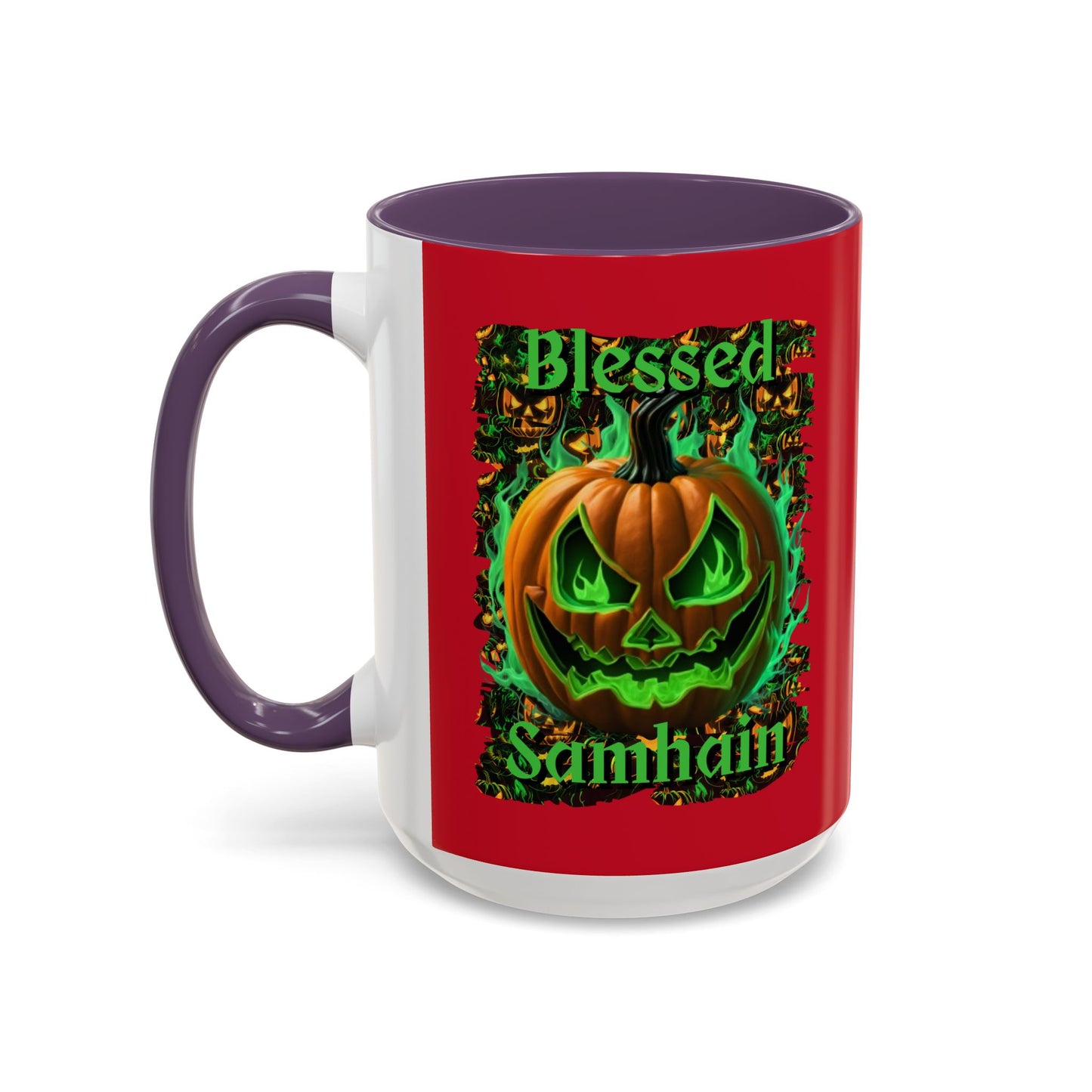 Blessed Samhain Green Jack Red Accent Mug by CreepyCrafts.boo