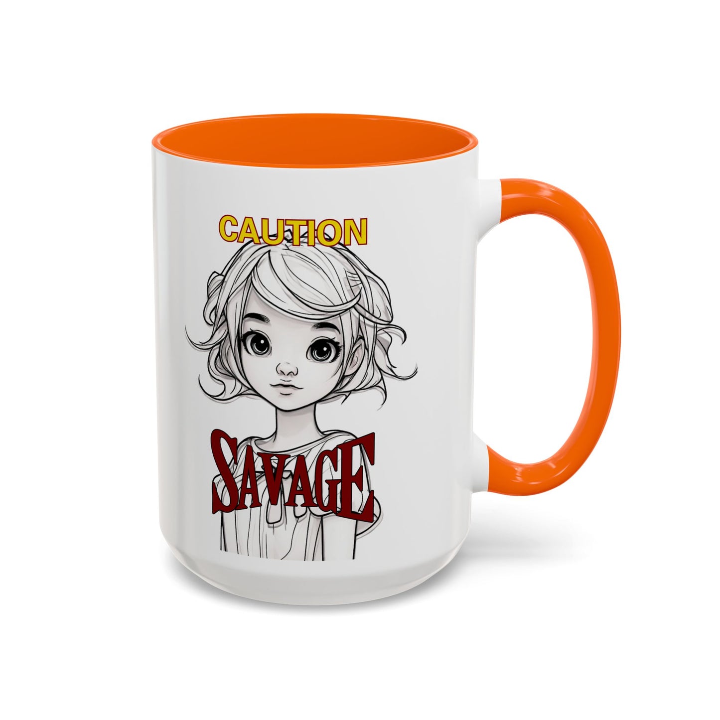 Caution, Savage White Accent Mug by cypherpunkgear.com