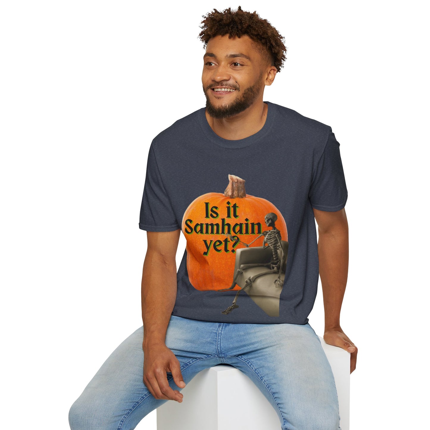 Is It Samhain Yet? Skeleton's Giant Pumpkin Dark colors Unisex T-Shirt by CreepyCrafts.boo