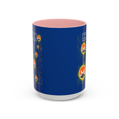Monero (XMR) don't assume your freedoms are assured Blue Accent Mug by cypherpunkgear.com