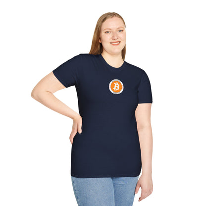 2-sided, Bitcoin (BTC) Decentralized Freedom Dark colors Unisex T-Shirt by cypherpunkgear.com