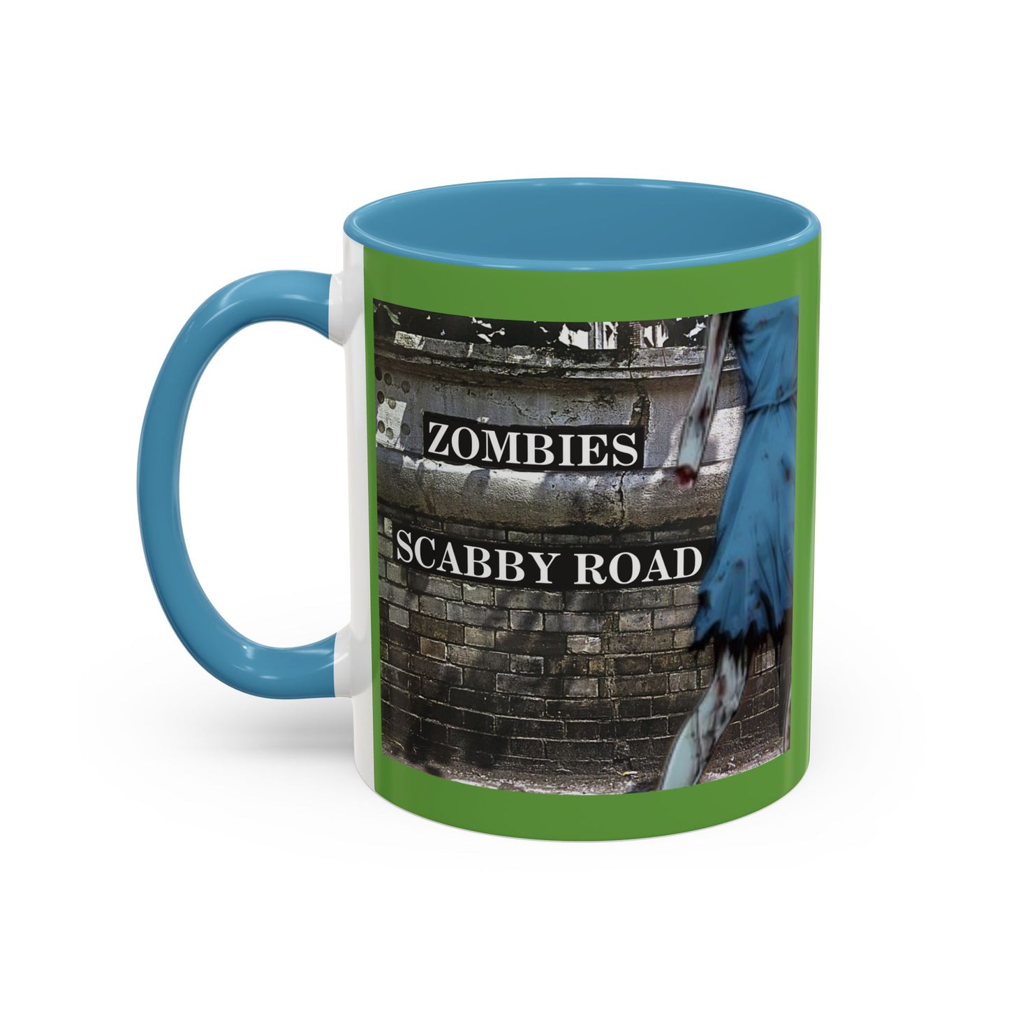 2-sided, Scabby Road Green Accent Mug by CreepyCrafts.boo