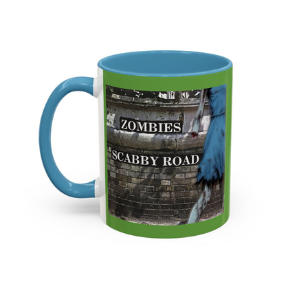 2-sided, Scabby Road Green Accent Mug by CreepyCrafts.boo