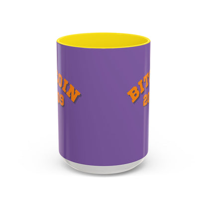 Bitcoin 2009 Light Purple Accent Mug by cypherpunkgear.com