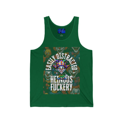 Easily Distracted by Heinous Fuckery Little Jincs Unisex Jersey Tank Top by cypherpunkgear.com