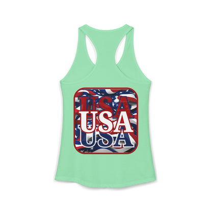 ¡EE.UU! ¡EE.UU! ¡EE.UU! ¡Patriot de 2 caras de cypherpunkgear! Camiseta sin mangas ideal con espalda cruzada para mujer