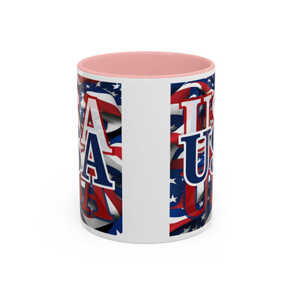 USA Blue font Center Patriot Accent Mug by cypherpunkgear.com