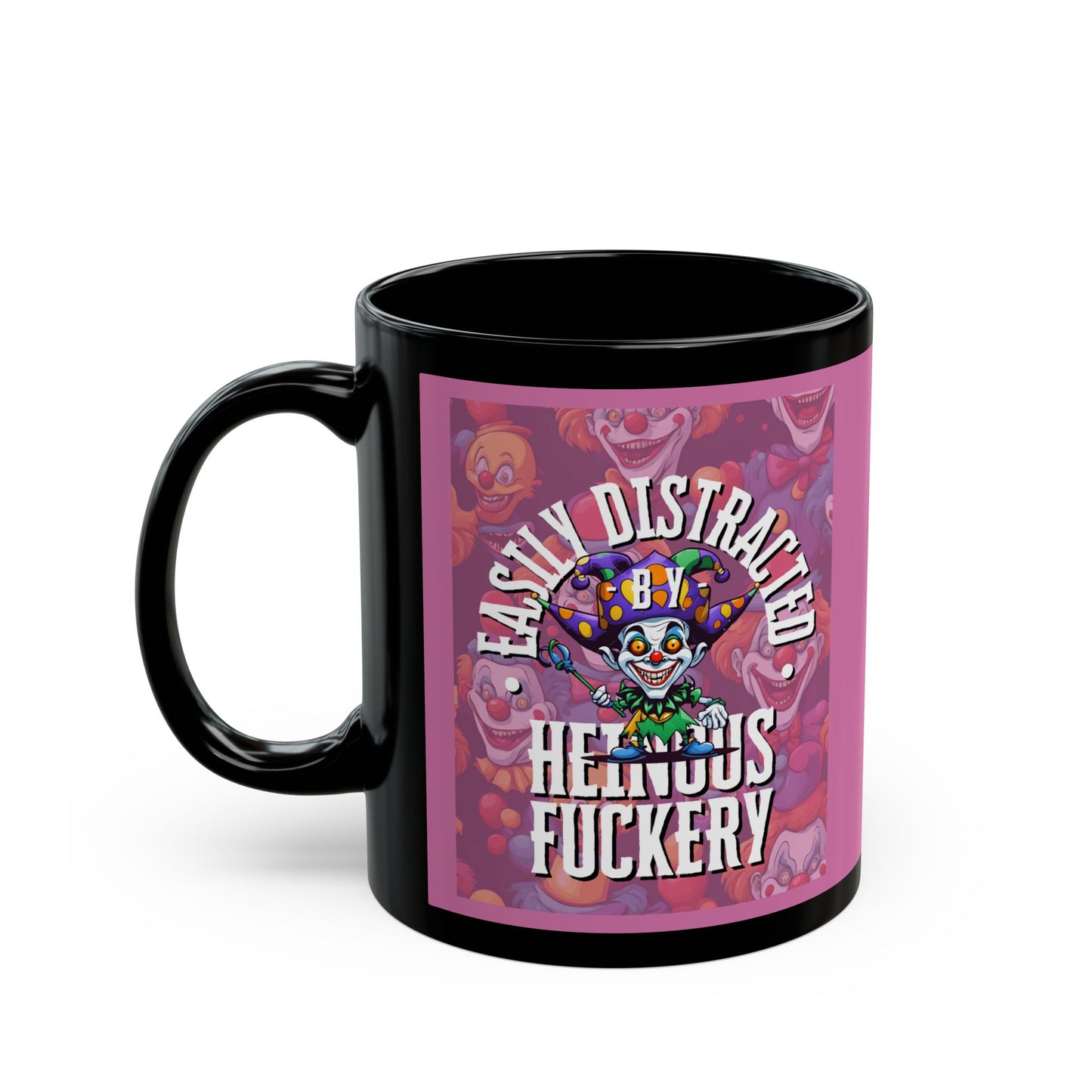 Easily Distracted by Heinous Fuckery Little Jinx Pink Mug by cypherpunkgear.com