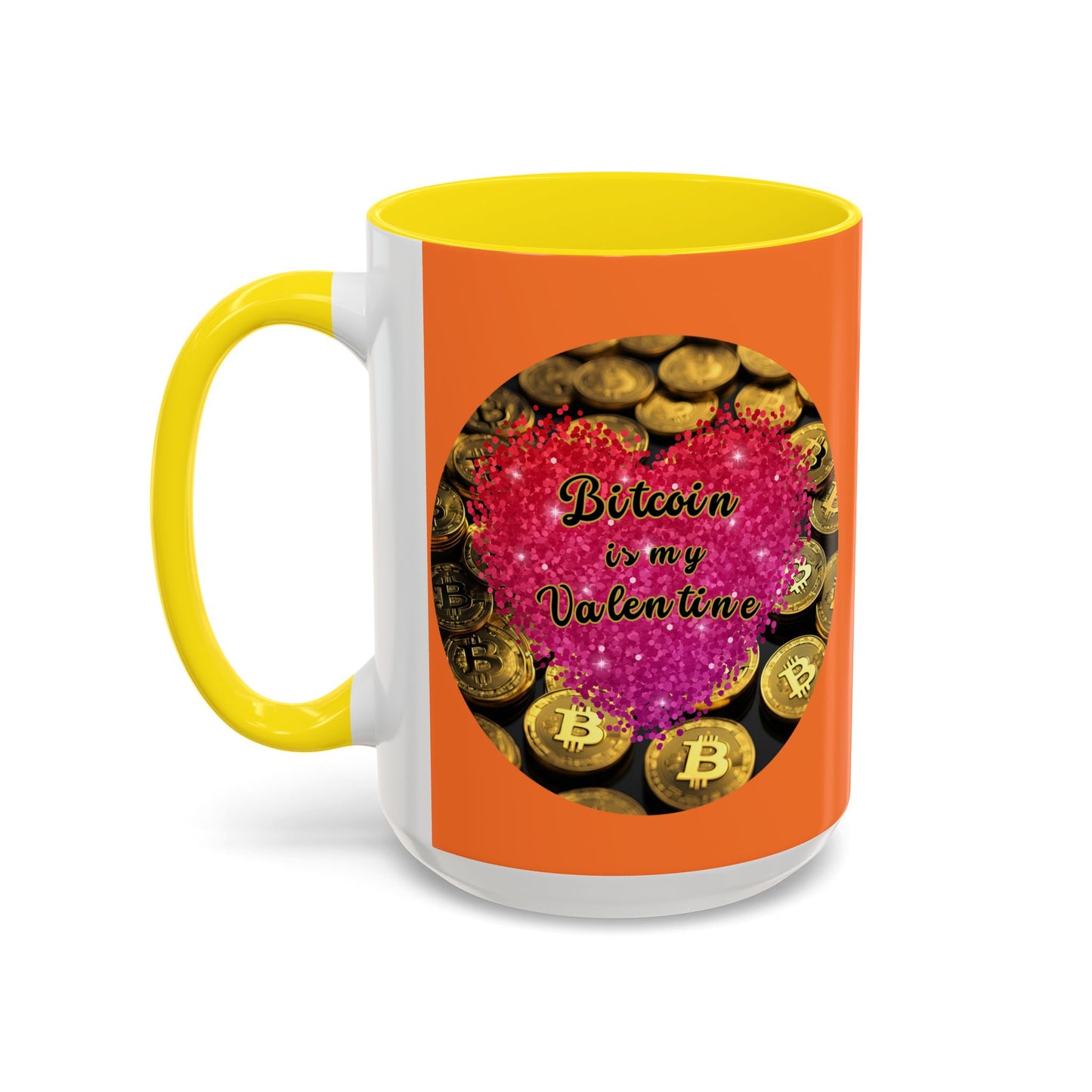 Bitcoin is My Valentine Orange Accent Mug by cypherpunkgear.com
