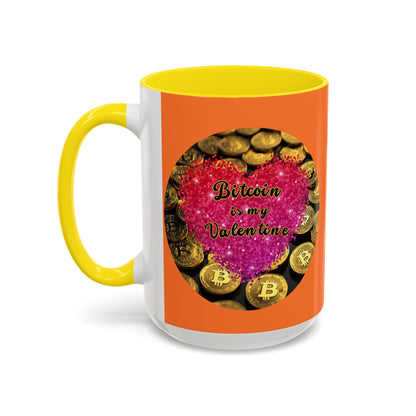 Bitcoin is My Valentine Orange Accent Mug by cypherpunkgear.com