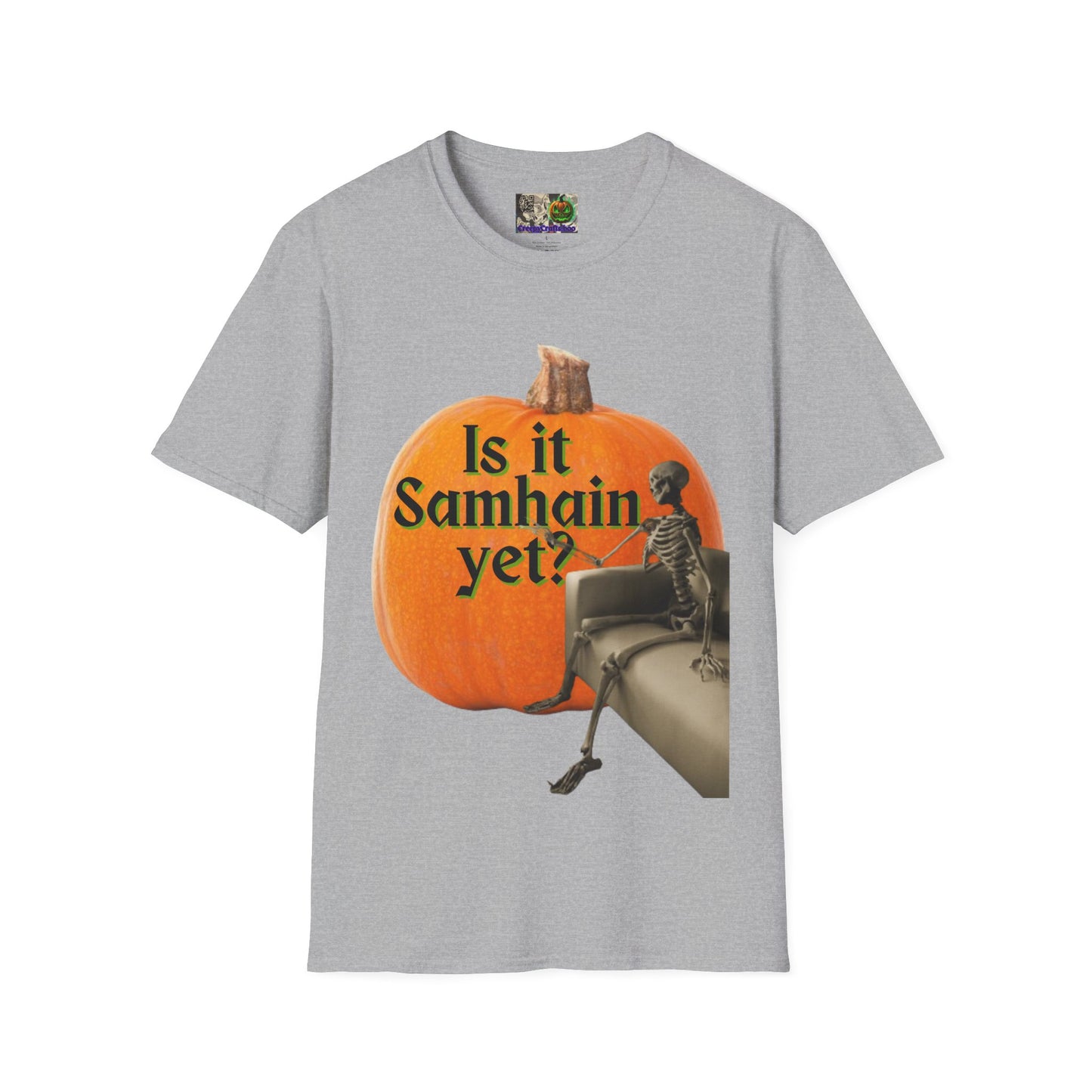 Is It Samhain Yet? Skeleton's Giant Pumpkin Light colors Unisex T-Shirt by CreepyCrafts.boo