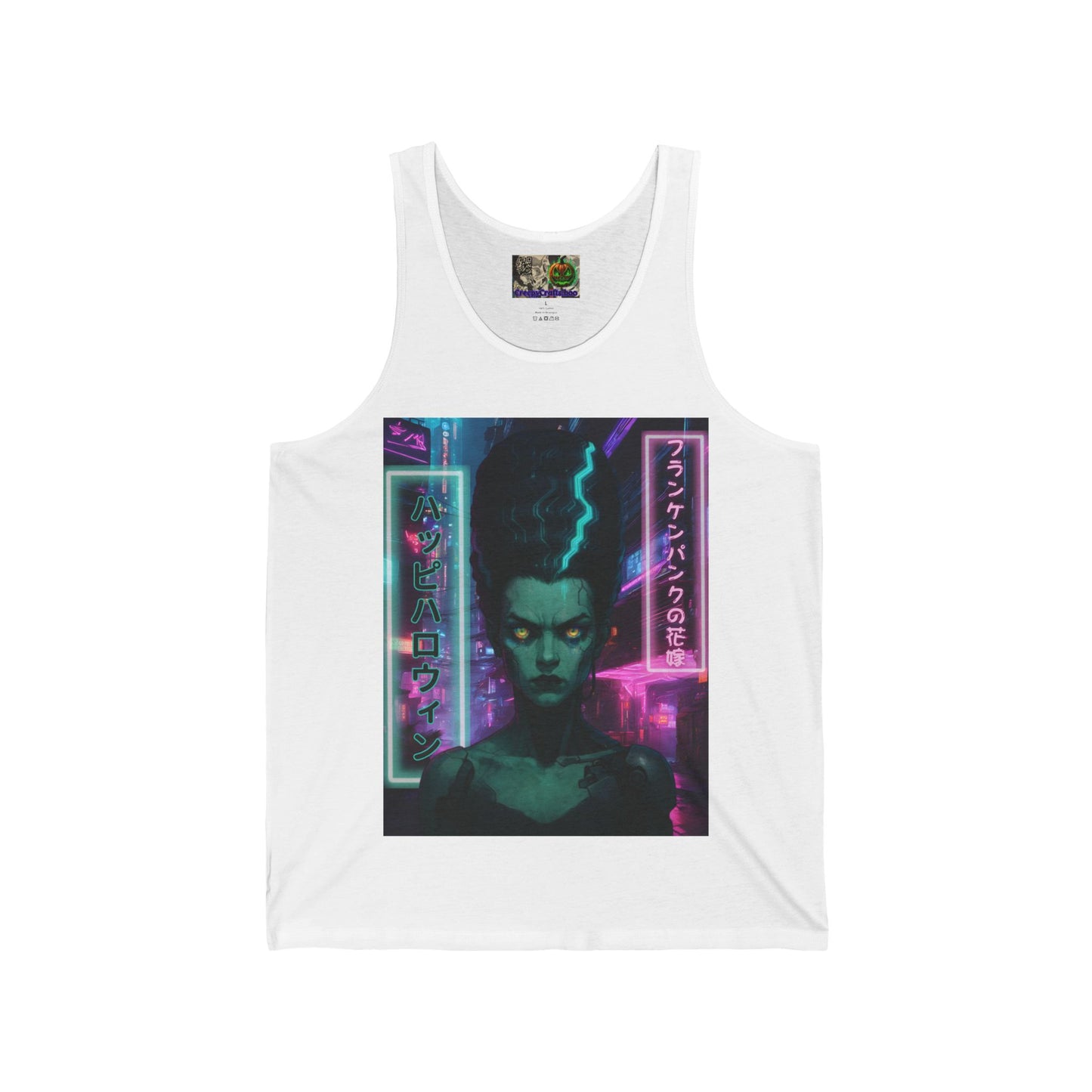 Bride of Frankenpunk Unisex Jersey Tank Top by CreepyCrafts.boo