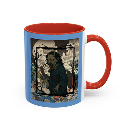 Yōkai Happy Halloween Light Blue Accent Mug by CreepyCrafts.boo